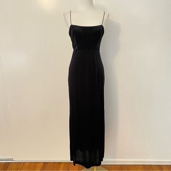 Free People Black Ribbed Velvet Maxi Dress Size XS Tagged - Picture 3 of 16